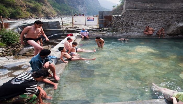 Soaking in Hot Spring Water